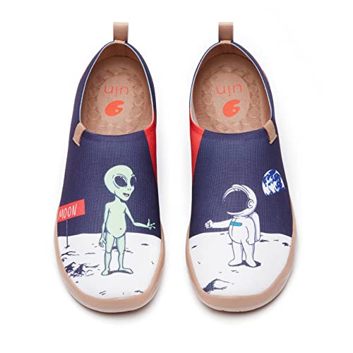 UIN Herren Slip Ons Schuhe Kunst Gemalt Loafer Lässige Wanderschuhe Leichtgewicht Bequeme kunstbemalte Reiseschuhe Toledo I - Nice to Meet U (42) von UIN