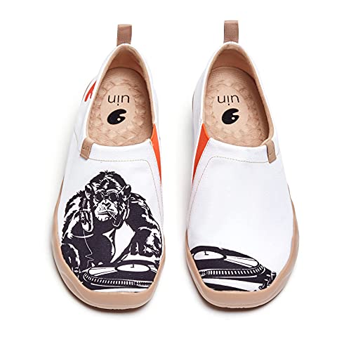 UIN Herren Slip Ons Schuhe Kunst Gemalt Loafer Lässige Wanderschuhe Leichtgewicht Bequeme kunstbemalte Reiseschuhe Toledo I - Orangutans DJ (42) von UIN