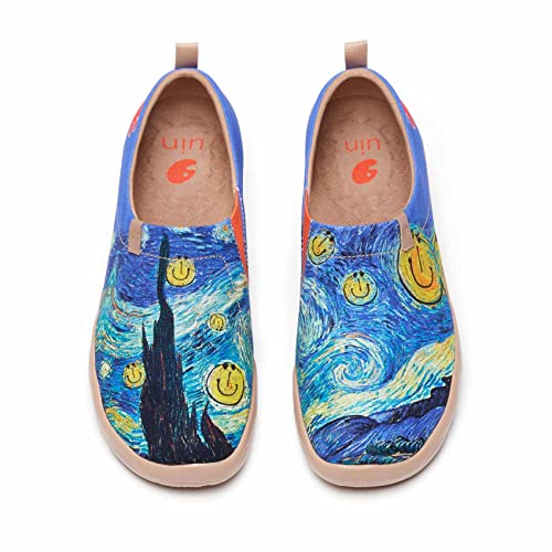 UIN Herren Slip Ons Schuhe Kunst Gemalt Loafer Lässige Wanderschuhe Leichtgewicht Bequeme kunstbemalte Reiseschuhe Toledo I - Starry Night (42.5) von UIN