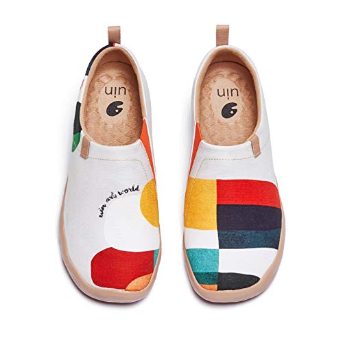 UIN Hold That Color Damen Wanderschuhe Bemalte Slip On Schuhe Gemütlich Reise Schuhe Leicht Loafer Schuhe Canvas(40.5) von UIN