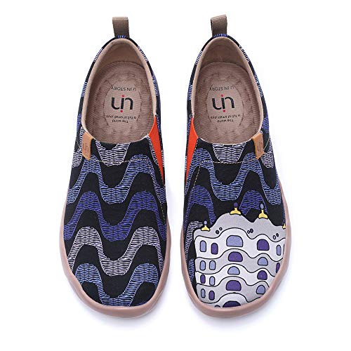 UIN La Pedrera Herren Painted Slip On Schuhe Lässiger Fashional Sneaker Reiseschuhe Segelschuhe Canvas Blau(41) von UIN