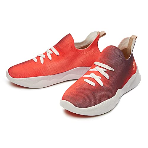UIN Lava Red Damen Painted Sneaker Laufschuhe Slip On Schuhe Gemütlich Reise Schuhe Atmungsaktiv Leichtgewicht Sportschuhe Gestrickt Mehrfarbig(42.5) von UIN