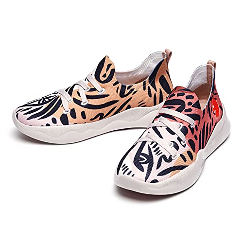UIN Leopard's Eyes Damen Painted Sneaker Laufschuhe Slip On Schuhe Gemütlich Reise Schuhe Atmungsaktiv Leichtgewicht Sportschuhe Gestrickt Mehrfarbig(36.5) von UIN