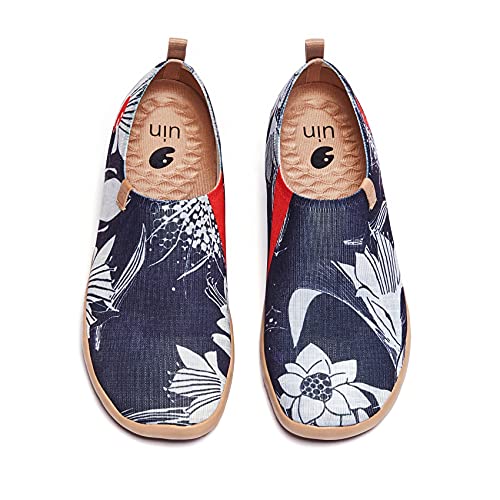 UIN Lily in Dark Damen Painted Slip On Schuhe Lässiger Reiseschuhe Segelschuhe Leicht Loafer Schuhe Gestrickt（41） von UIN