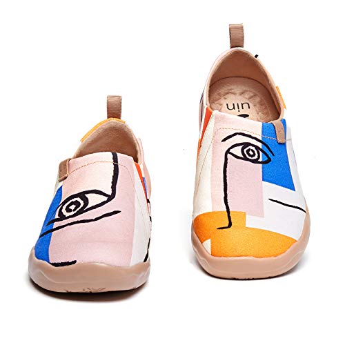 UIN Look at Me Damen Painted Slip On Schuhe Lässiger Reiseschuhe Segelschuhe Leicht Loafer Schuhe Canvas Blau（39） von UIN