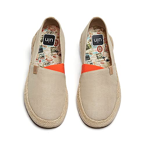 UIN Marbella Khaki Herren Espadrilles Bequeme Reiseturnschuhe Mode gemalte Wanderschuhe Slip On Schuhe Canvas（43） von UIN
