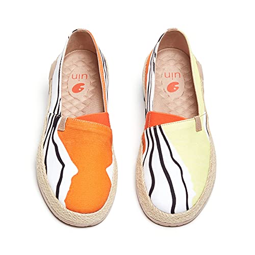 UIN Marbella Summer Wave Damen Espadrilles Wanderschuhe Bemalte Slip On Schuhe Gemütlich Reise Schuhe Leicht Loafer Schuhe Canvas(39) von UIN