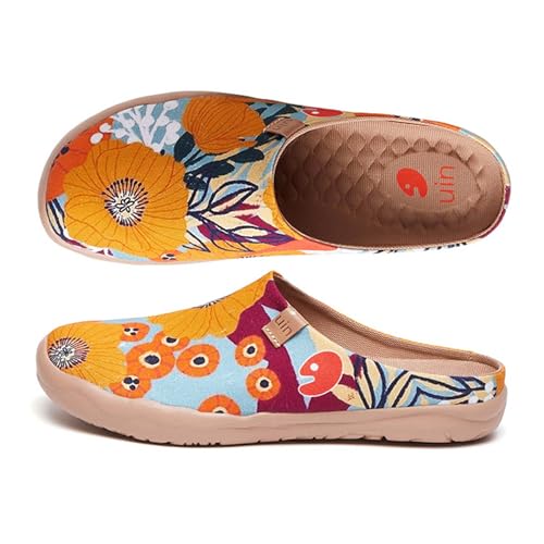 UIN Marigolds Malaga Slipper Damen Hausschuhe Lässige Wanderschuhe Leicht Loafer Schuhe Bemalter Reiseschuh Slip On Schuhe Canvas Pink(36.5) von UIN