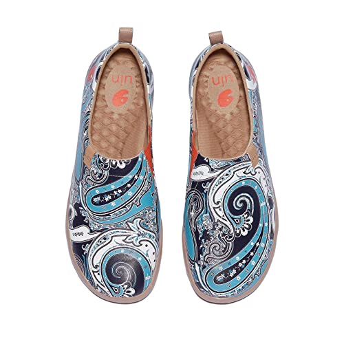 UIN Men Casual Fashion Shoes with PU Upper and Eva Outsole Hiking Shoes Painted Slip On Shoes Low-Tops Marine Paisley Toledo I UK Size 10, EU Size (45) von UIN