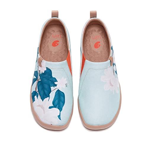 UIN Minty Peony Damen Painted Slip On Schuhe Reiseschuhe Lässiger Segelschuhe Canvas Mehrfarbig(36.5) von UIN