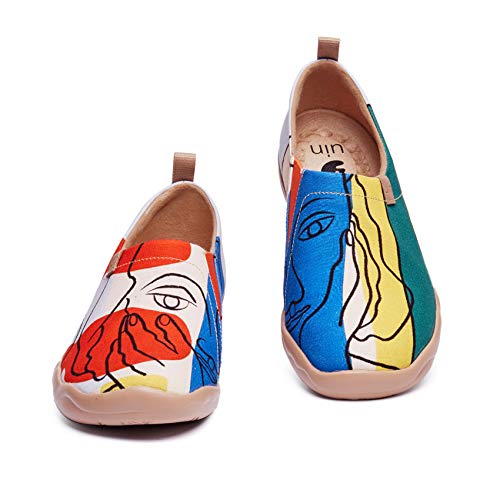 UIN Musing Girl Herren Bequeme Reiseturnschuhe Mode gemalte Wanderschuhe Slip On Schuhe Canvas Mehrfarbig（45） von UIN