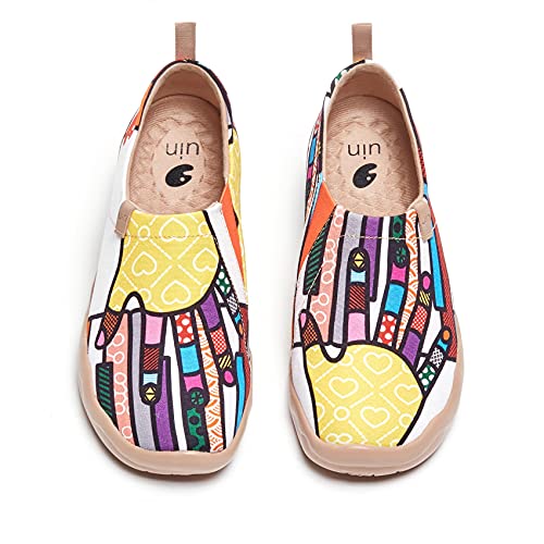 UIN Pianist Damen Wanderschuhe Bemalte Slip On Schuhe Gemütlich Reise Schuhe Leicht Loafer Schuhe Canvas Mehrfarbig(40) von UIN