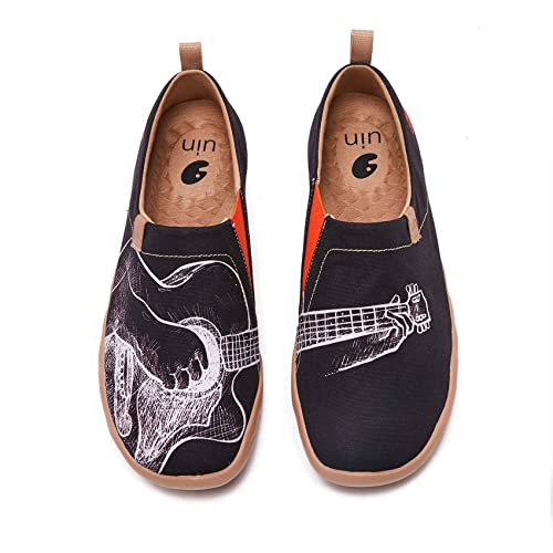 UIN Play The Flamenco Herren Canvas Painted Slip On Schuhe Schwarz Reiseschuhe Lässiger Fashional Sneaker Segelschuhe（43） von UIN