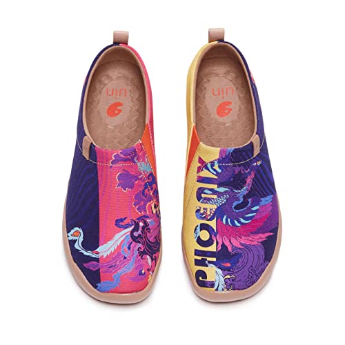 UIN Rising Phoenix Damen Painted Slip On Schuhe Reiseschuhe Lässiger Segelschuhe Canvas Mehrfarbig(41) von UIN