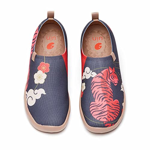 UIN Rosy Tiger Damen Painted Slip On Schuhe Reiseschuhe Lässiger Segelschuhe Canvas Mehrfarbig(40) von UIN