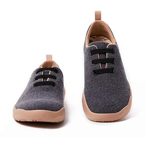 UIN Segovia Deep Grey Wool Lace-up Shoes Herren Wanderschuhe Slip On Schuhe Lässiger Fashional Sneaker Reiseschuhe Segelschuhe Wolle（40.5） von UIN