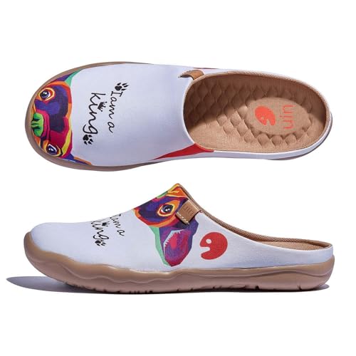 UIN Slipper Damen Hausschuhe Bequeme Reiseturnschuhe Mode gemalte Wanderschuhe Slip On Schuhe Malaga-I Am The King 3 (40.5) von UIN
