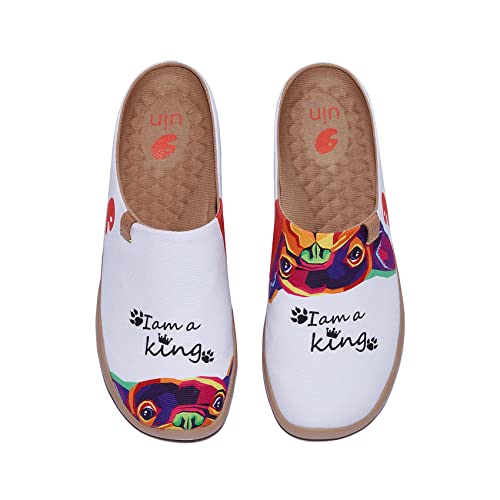 UIN Slipper Damen Hausschuhe Bequeme Reiseturnschuhe Mode gemalte Wanderschuhe Slip On Schuhe Malaga-I Am The King 3 (38.5) von UIN