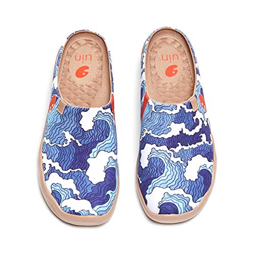 UIN Slipper Herren Hausschuhe Bequeme Reiseturnschuhe Mode gemalte Wanderschuhe Slip On Schuhe Malaga-Wave (43) von UIN