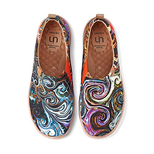 UIN Starry Night II Herren Wanderschuhe Bemalte Painted Slip On Schuhe Lässiger Fashional Sneaker Reiseschuhe Segelschuhe Canvas（40.5） von UIN