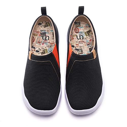 UIN Toledo Black Herren Bequeme Reiseturnschuhe Mode gemalte Wanderschuhe Slip On Schuhe Canvas Schwarz（40） von UIN