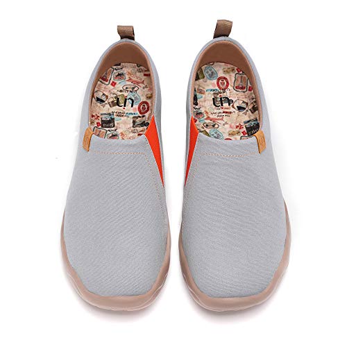 UIN Toledo Grey Herren Painted Slip On Schuhe Lässiger Fashional Sneaker Reiseschuhe Segelschuhe Canvas Grau(42) von UIN
