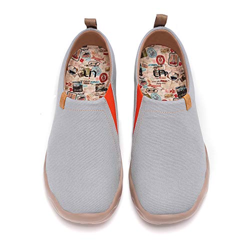 UIN Toledo Grey Herren Painted Slip On Schuhe Lässiger Fashional Sneaker Reiseschuhe Segelschuhe Canvas Grau(46) von UIN