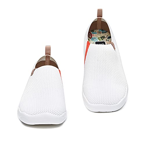 UIN Toledo Knitted Bright White Damen Painted Slip On Schuhe Lässiger Reiseschuhe Segelschuhe Leicht Loafer Schuhe Gestrickt（42.5） von UIN