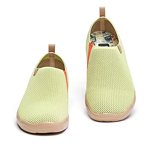 UIN Toledo Knitted Pale Green Damen Painted Slip On Schuhe Lässiger Reiseschuhe Segelschuhe Leicht Loafer Schuhe Gestrickt（39） von UIN
