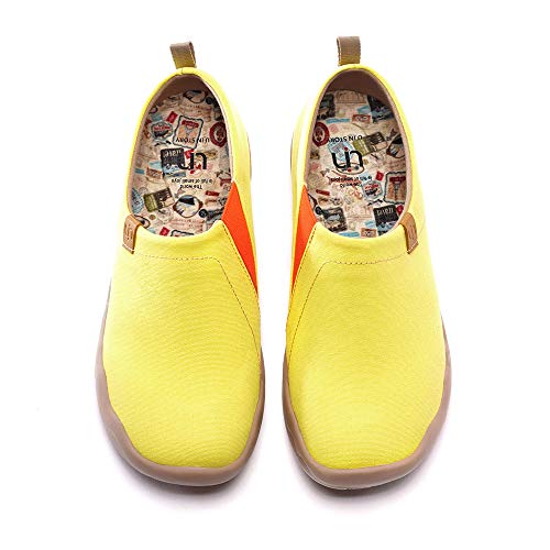 UIN Toledo Lemon Yellow Damen Slip On Schuhe Bequeme Reiseturnschuhe Mode gemalte Wanderschuhe Canvas Gelb(37) von UIN