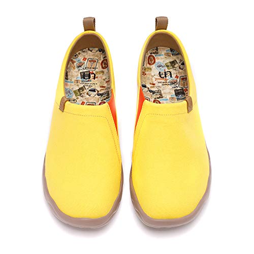 UIN Toledo Yellow Canvas Herren Painted Slip On Schuhe Lässiger Fashional Sneaker Reiseschuhe Segelschuhe Canvas Gelb(45) von UIN