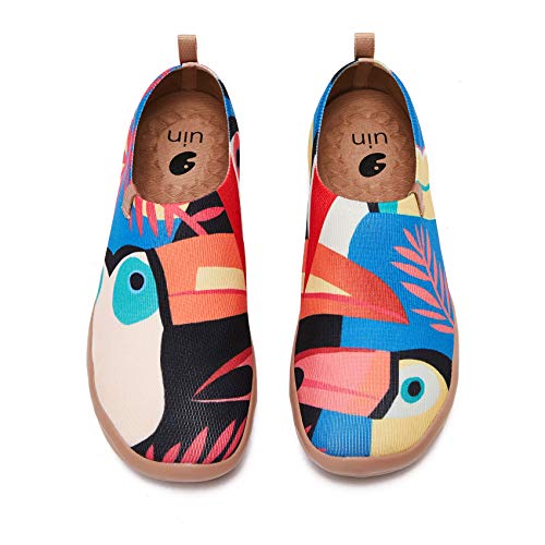 UIN Toucan Damen Painted Slip On Schuhe Lässiger Reiseschuhe Segelschuhe Leicht Loafer Schuhe Gestrickt Blau（39） von UIN