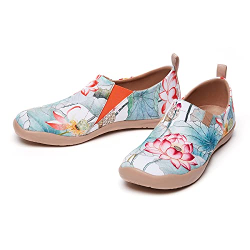 UIN Tranquil Lotus Damen Painted Slip On Schuhe Reiseschuhe Lässiger Segelschuhe Canvas Mehrfarbig(42) von UIN