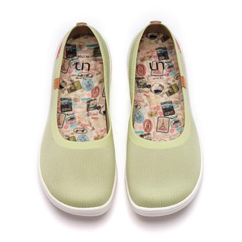 UIN Valencia Knitted Light Green Damen Bequeme Ballerinas Wanderschuhe Slip On Schuhe Gestrickt Grün(39) von UIN