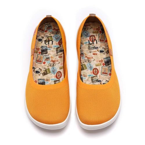 UIN Valencia Knitted Orange Damen Bequeme Ballerinas Wanderschuhe Slip On Schuhe Gestrickt Orange(39) von UIN