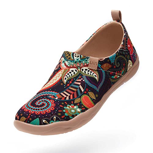 UIN Wonder Mandala Damen Wanderschuhe Bemalte Slip On Schuhe Gemütlich Reise Schuhe Leicht Loafer Schuhe Canvas(38.5) von UIN