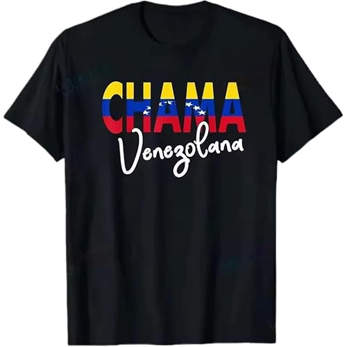Artistic Letters Chama Venezolana Flag Venezuela Cotton T-Shirt A Stylish Patriotic Tees Venezuelans Man Outdoor Comfort Tops Black XXL von UINLKSEwezs