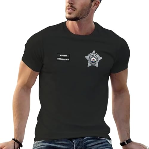 Chicago p.d Sergeant Hank Voight Intelligence Badge T-Shirt Summer Clothes customizeds Mens White t Shirts Black S von UINLKSEwezs