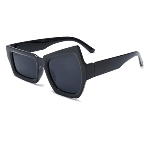 UINOFER Lustige Sonnenbrille für Herren mit Asymmetrische Design, Unisex Rave Brille, Party Irregular Sonnenbrille für Männer, Frauen (2 Stück Schwarz - Inklusive Box) von UINOFER