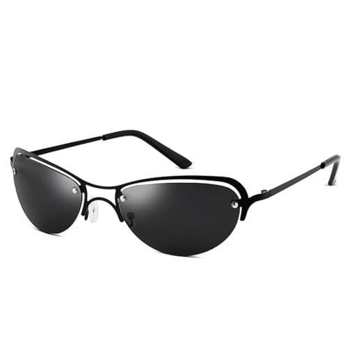 UINOFER Herren Sonnenbrille Polarisiert Schwarz, Matrix Agent Sonnenbrille Herren Polarisiert W/Smoke Lenses, Unisex Vintage Sonnenbrille (B) von UINOFER