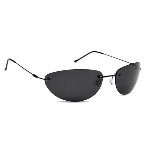 UINOFER Herren Sonnenbrille Polarisiert Schwarz, Matrix Agent Sonnenbrille Herren Polarisiert W/Smoke Lenses, Unisex Vintage Sonnenbrille (B) von UINOFER