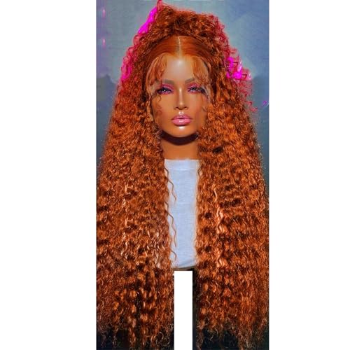 30 Zoll Lockige Transparente Spitze Front Menschenhaar Perücken Lose Tiefe Wellen Farbige Spitze Frontal Perücken Für Frauen 13X4 Lace Wig 20inches#250 Density von UIOKLMJH