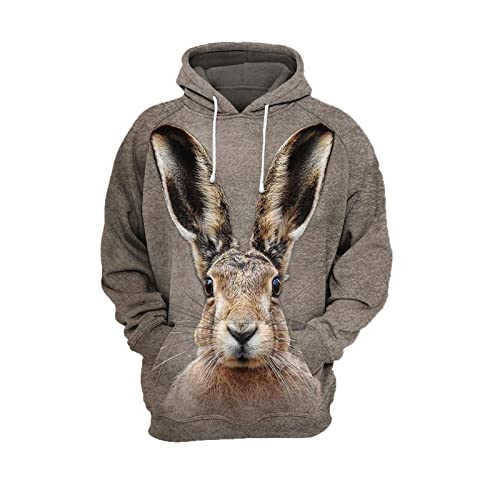 3D Bunny Gedruckt Hoodie für Frauen Unisex Harajuku Herbst Mode Tier Kapuzen Sweatshirt Casual Jacke Pullover, Hoodie, L von UIOKLMJH