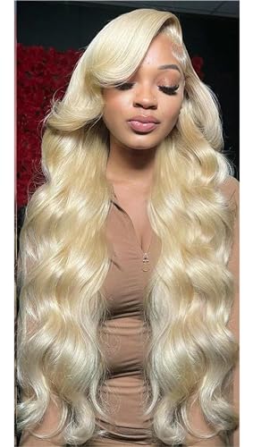 Blonde Lace Front Perücke Echthaar Perücken Für Frauen Vorgehaarte Lace Frontal Perücke Gewellte Lace Front Perücke 13x4 Lace Front 14inches#180 Density von UIOKLMJH