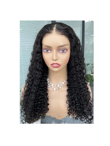 Deep Wave Glueless Perücke Echthaar Vorgezupft Für Frauen HD Frontal Curly Lace Front Perücken 6x4 HD Glueless Wig 18Inch#180% von UIOKLMJH