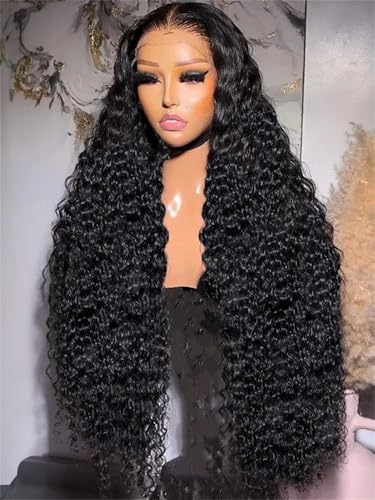 Frauen 200/180Density Glueless Tiefe Welle 5X5 HD Spitze Front Echthaar Perücke Welle Lockige 13X6 Spitze Frontal Perücken 13x4 HD Lace Wig 18Inch#200% von UIOKLMJH