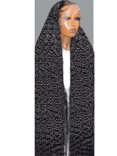 Frauen 200 Dichte Lockige Perücken HD Spitze Perücke 13X6 Echthaar 13X4 HD Transparente Spitze Frontal Perücken 200 Density 44Inch#13x4 HD von UIOKLMJH