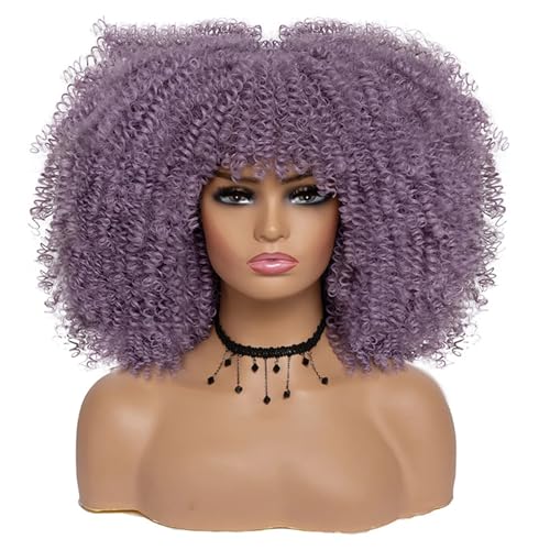 Frauen Kurze Haare Lockige Perücke Cosplay Synthetische Natürliche Perücken Leimlos 2403 16inches#1 PC von UIOKLMJH