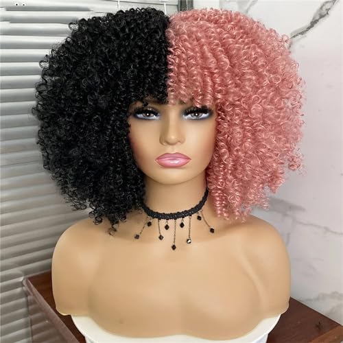 Frauen Kurze Haare Lockige Perücke Cosplay Synthetische Natürliche Perücken Leimlos Blackpink 16inches#1 PC von UIOKLMJH