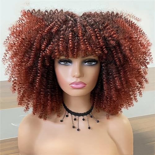 Frauen Kurze Haare Lockige Perücke Cosplay Synthetische Natürliche Perücken Leimlos T350 14inches#1 PC von UIOKLMJH